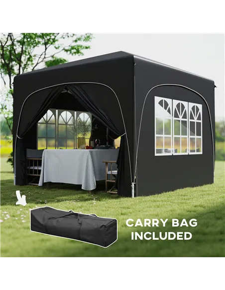 Outsunny 3 x 3m Pop-Up Gazebo Shelter, with Accessories - Black