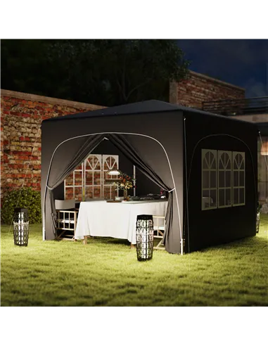 Outsunny 3 x 3m Pop-Up Gazebo Shelter, with Accessories - Black