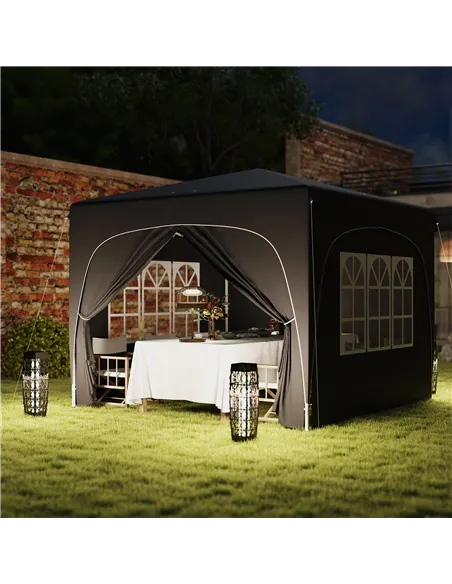Outsunny 3 x 3m Pop-Up Gazebo Shelter, with Accessories - Black