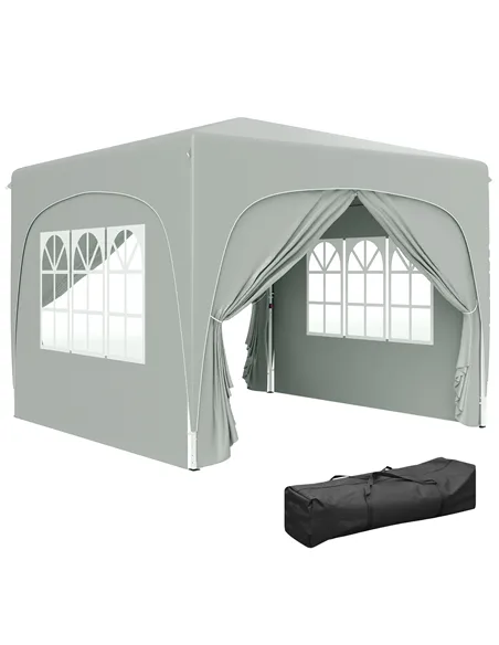 Outsunny 3 x 3m Pop-Up Gazebo Shelter, with Accessories - Light Grey