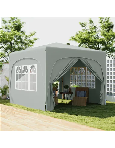 Outsunny 3 x 3m Pop-Up Gazebo Shelter, with Accessories - Light Grey