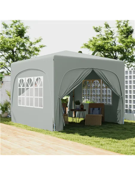 Outsunny 3 x 3m Pop-Up Gazebo Shelter, with Accessories - Light Grey