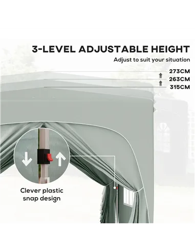 Outsunny 3 x 3m Pop-Up Gazebo Shelter, with Accessories - Light Grey