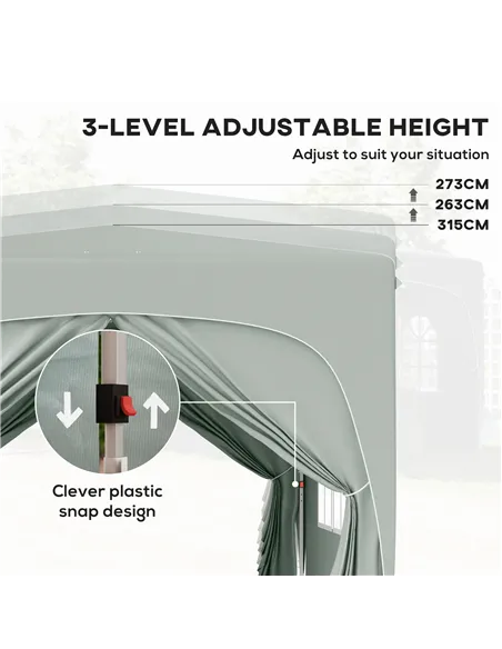 Outsunny 3 x 3m Pop-Up Gazebo Shelter, with Accessories - Light Grey