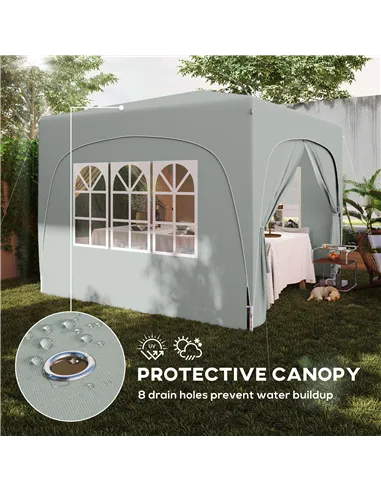 Outsunny 3 x 3m Pop-Up Gazebo Shelter, with Accessories - Light Grey