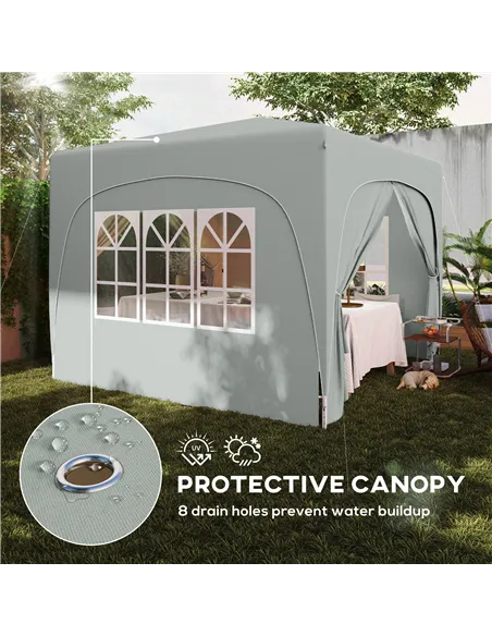 Outsunny 3 x 3m Pop-Up Gazebo Shelter, with Accessories - Light Grey