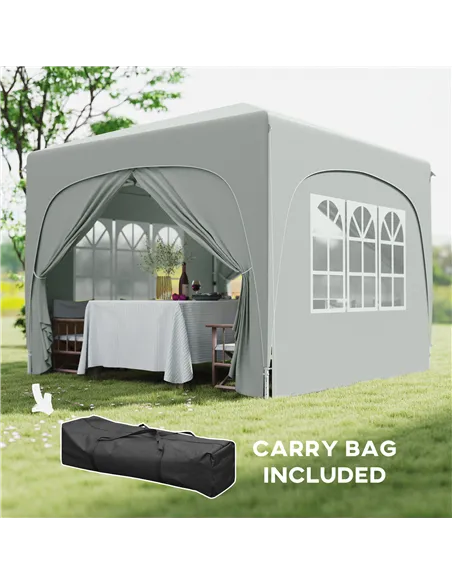 Outsunny 3 x 3m Pop-Up Gazebo Shelter, with Accessories - Light Grey
