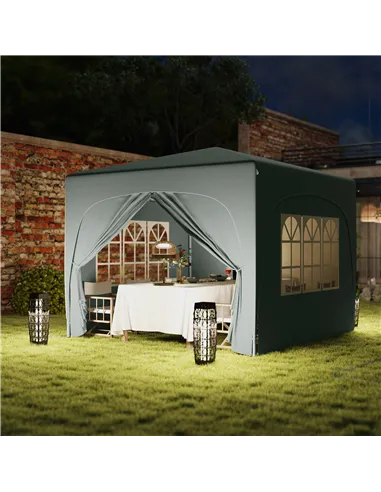 Outsunny 3 x 3m Pop-Up Gazebo Shelter, with Accessories - Light Grey