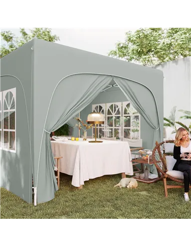 Outsunny 3 x 3m Pop-Up Gazebo Shelter, with Accessories - Light Grey