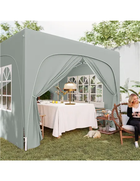 Outsunny 3 x 3m Pop-Up Gazebo Shelter, with Accessories - Light Grey