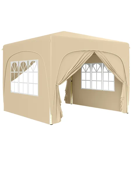 Outsunny 3 x 3m Pop-Up Gazebo Shelter, with Accessories - Sand