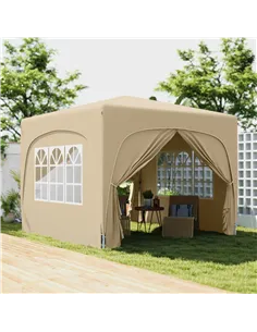 Outsunny 3 x 3m Pop-Up Gazebo Shelter, with Accessories - Sand 2