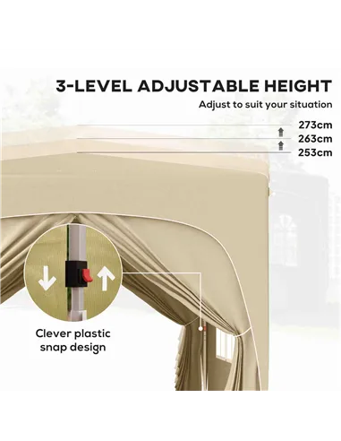 Outsunny 3 x 3m Pop-Up Gazebo Shelter, with Accessories - Sand