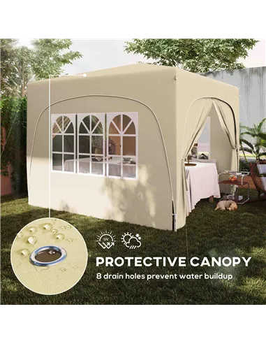 Outsunny 3 x 3m Pop-Up Gazebo Shelter, with Accessories - Sand
