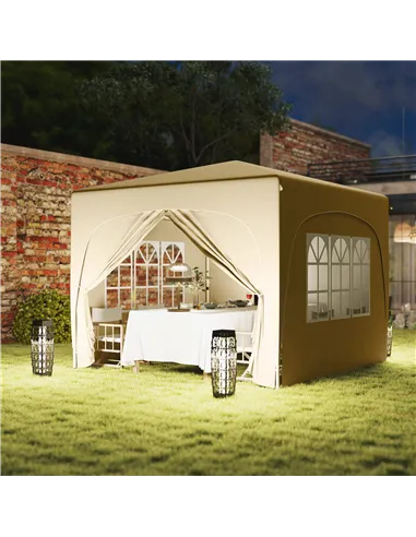 Outsunny 3 x 3m Pop-Up Gazebo Shelter, with Accessories - Sand