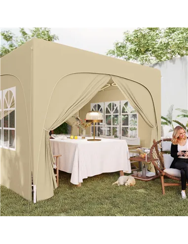 Outsunny 3 x 3m Pop-Up Gazebo Shelter, with Accessories - Sand