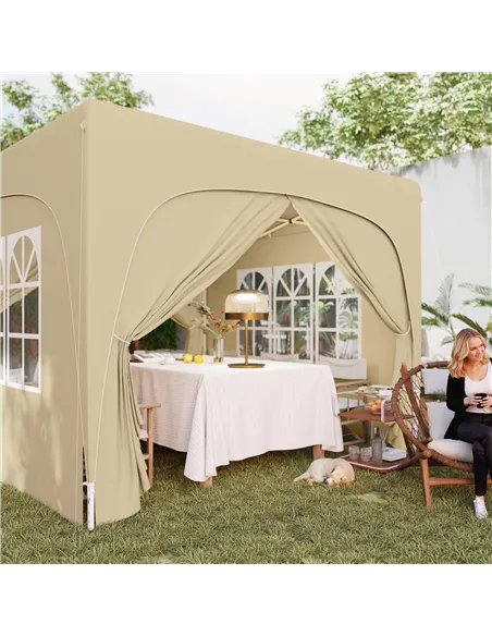 Outsunny 3 x 3m Pop-Up Gazebo Shelter, with Accessories - Sand