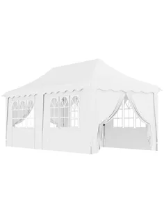 Outsunny 3 x 6m Pop Up Gazebo with Sides, UPF50+ Height Adjustable Marquee Party Tent, Wedding Canopy, Instant Event Shelter wit