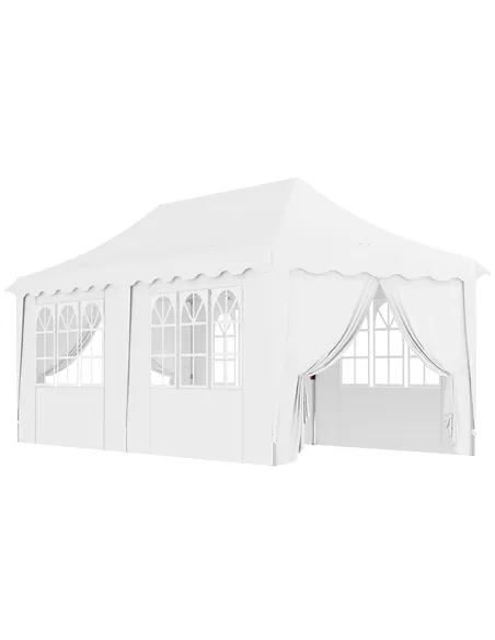 Outsunny 3 x 6m Pop Up Gazebo with Sides, UPF50+ Height Adjustable Marquee Party Tent, Wedding Canopy, Instant Event Shelter wit