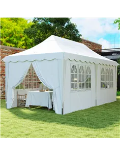Outsunny 3 x 6m Pop Up Gazebo with Sides, UPF50+ Height Adjustable Marquee Party Tent, Wedding Canopy, Instant Event Shelter wit 2