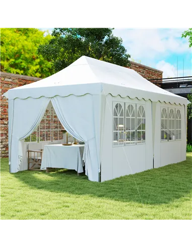 Outsunny 3 x 6m Pop Up Gazebo with Sides, UPF50+ Height Adjustable Marquee Party Tent, Wedding Canopy, Instant Event Shelter wit