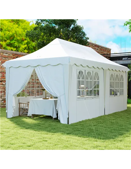 Outsunny 3 x 6m Pop Up Gazebo with Sides, UPF50+ Height Adjustable Marquee Party Tent, Wedding Canopy, Instant Event Shelter wit