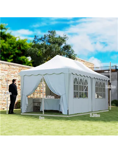 Outsunny 3 x 6m Pop Up Gazebo with Sides, UPF50+ Height Adjustable Marquee Party Tent, Wedding Canopy, Instant Event Shelter wit