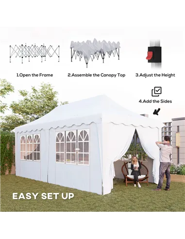 Outsunny 3 x 6m Pop Up Gazebo with Sides, UPF50+ Height Adjustable Marquee Party Tent, Wedding Canopy, Instant Event Shelter wit