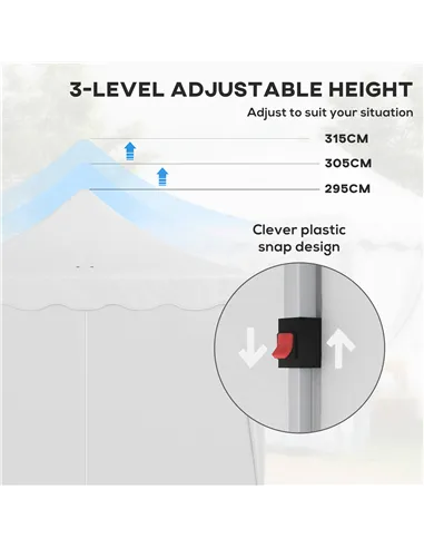 Outsunny 3 x 6m Pop Up Gazebo with Sides, UPF50+ Height Adjustable Marquee Party Tent, Wedding Canopy, Instant Event Shelter wit