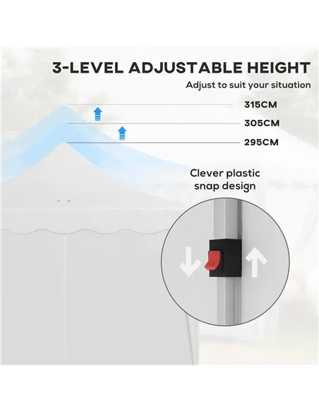 Outsunny 3 x 6m Pop Up Gazebo with Sides, UPF50+ Height Adjustable Marquee Party Tent, Wedding Canopy, Instant Event Shelter wit