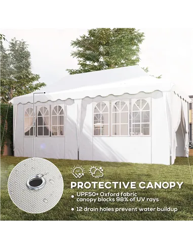 Outsunny 3 x 6m Pop Up Gazebo with Sides, UPF50+ Height Adjustable Marquee Party Tent, Wedding Canopy, Instant Event Shelter wit