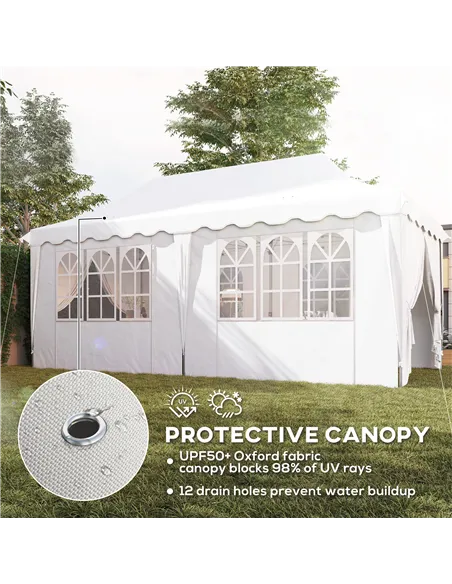 Outsunny 3 x 6m Pop Up Gazebo with Sides, UPF50+ Height Adjustable Marquee Party Tent, Wedding Canopy, Instant Event Shelter wit