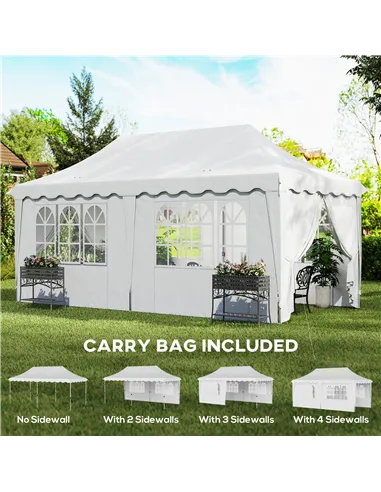 Outsunny 3 x 6m Pop Up Gazebo with Sides, UPF50+ Height Adjustable Marquee Party Tent, Wedding Canopy, Instant Event Shelter wit