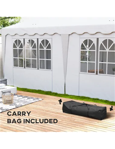 Outsunny 3 x 6m Pop Up Gazebo with Sides, UPF50+ Height Adjustable Marquee Party Tent, Wedding Canopy, Instant Event Shelter wit