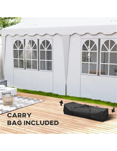 Outsunny 3 x 6m Pop Up Gazebo with Sides, UPF50+ Height Adjustable Marquee Party Tent, Wedding Canopy, Instant Event Shelter wit