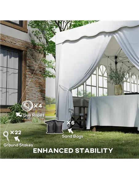 Outsunny 3 x 6m Pop Up Gazebo with Sides, UPF50+ Height Adjustable Marquee Party Tent, Wedding Canopy, Instant Event Shelter wit