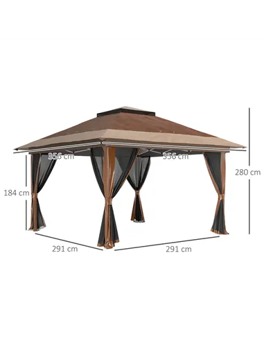 Outsunny 3.6 x 3.6m Pop-Up Gazebo, with Accessories - Brown