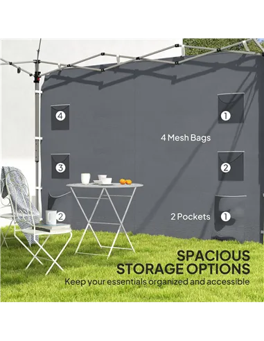 Outsunny 195 x 295cm Replacement Gazebo Sidewall - Grey