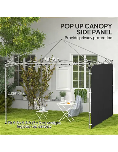 Outsunny 195 x 295cm Replacement Gazebo Sidewall - Black