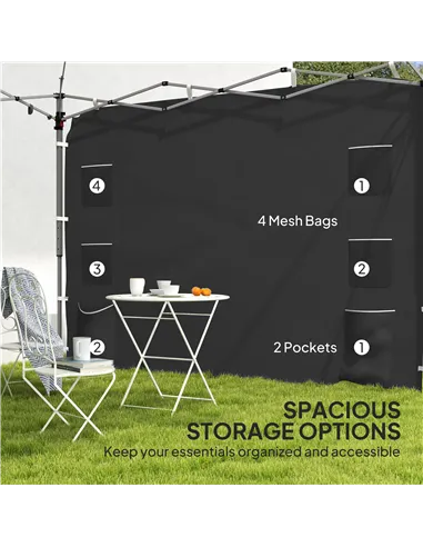 Outsunny 195 x 295cm Replacement Gazebo Sidewall - Black