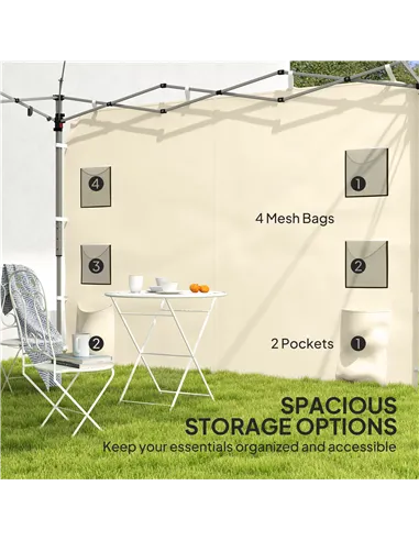 Outsunny 195 x 295cm Replacement Gazebo Sidewall - Beige