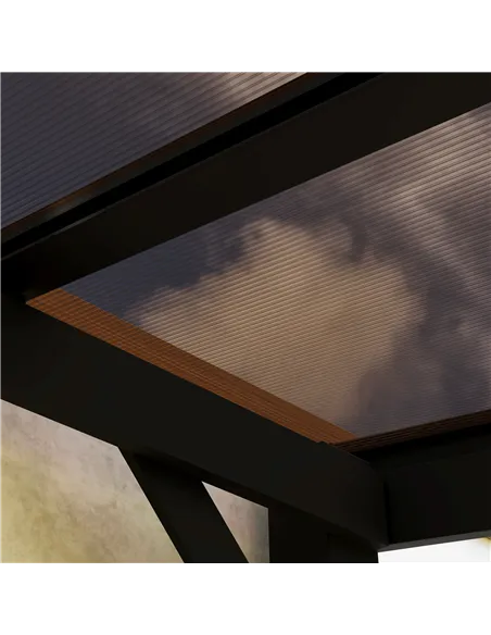 Outsunny 3 x 3(m) Metal Pergola with UPF 50+ and Waterproof Polycarbonate Roof, Wall-Mounted or Free Standing Garden Gazebo, Win