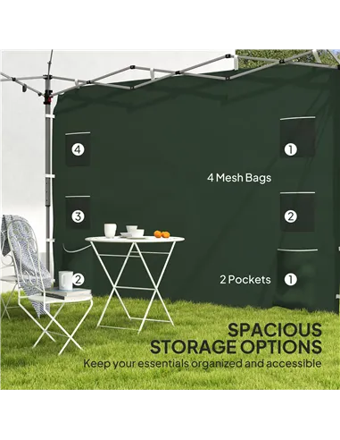 Outsunny 195 x 295cm Replacement Gazebo Sidewall - Green