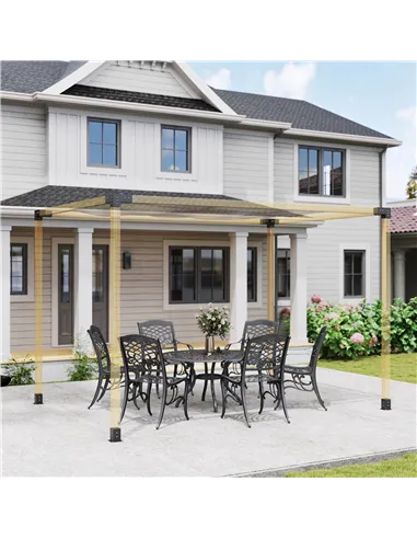 Outsunny Pergola Kit, DIY Pergola Brackets with 3-Way Pergola Corner Brackets and Post Base for 4" x 4" (Actual 3.6" x 3.6") Lum