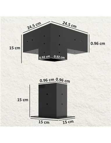 Outsunny Pergola Kit, DIY Pergola Brackets with 3-Way Pergola Corner Brackets and Post Base for 4" x 4" (Actual 3.6" x 3.6") Lum