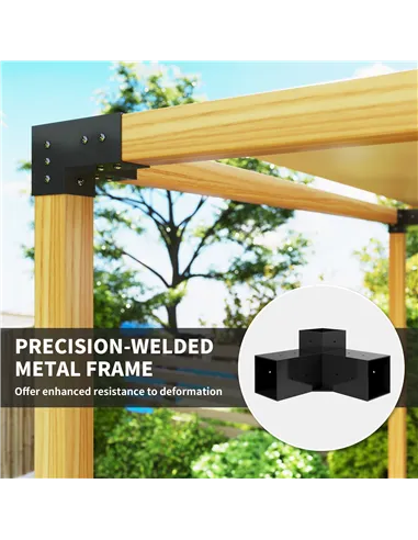 Outsunny Pergola Kit, DIY Pergola Brackets with 3-Way Pergola Corner Brackets and Post Base for 4" x 4" (Actual 3.6" x 3.6") Lum