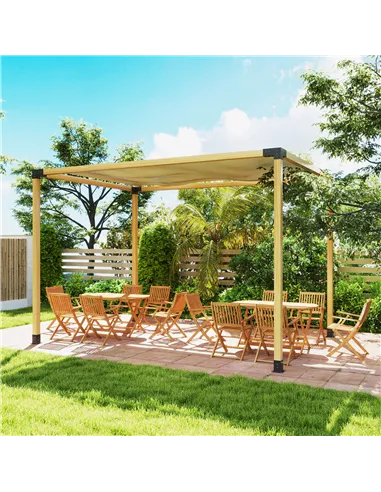 Outsunny Pergola Kit, DIY Pergola Brackets with 3-Way Pergola Corner Brackets and Post Base for 4" x 4" (Actual 3.6" x 3.6") Lum