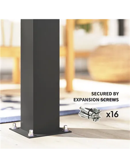 Outsunny 3 x 3(m) Electric Louvered Pergola with LED Lights, Aluminium Pergola Hardtop Gazebo with Remote, Adjustable Roof and D