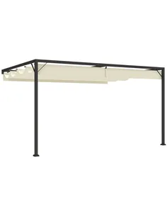 Outsunny 4 x 3 m Pergola, with Sliding Canopy - Cream
