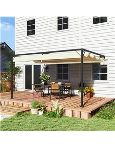 Outsunny 4 x 3 m Pergola, with Sliding Canopy - Cream 2